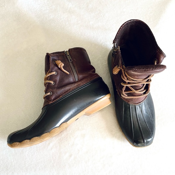 Sperry Women's Saltwater Duck Boot Tan/Dark Brown Size 10 - Picture 1 of 13